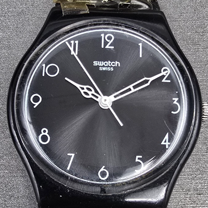 Swatch 1920 Watch Men 34mm Black Dial Black Case Round GB275 New Battery READ1