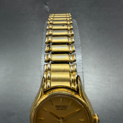 Seiko Watch Women 20mm Champagne Dial Gold Tone Round 1N01-0E19 New Battery VTG4