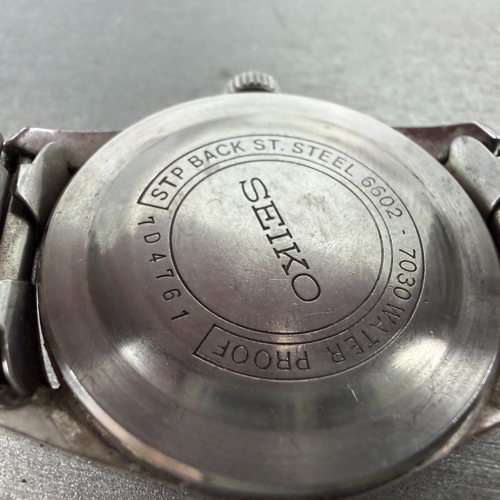 Seiko Sportsman Watch Men 34mm Silver Dial Steel Date Manual 6602-7030 Runs VTG9