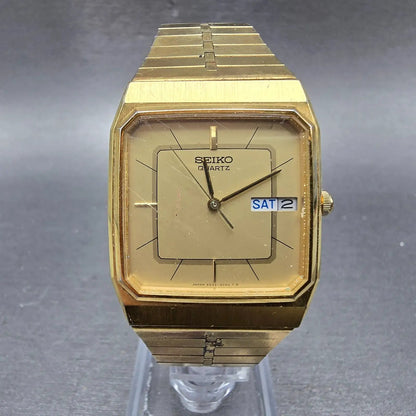 Seiko Watch Men 29mm Champagne Dial Gold Tone Daydate Square 6533-5039 PARTS NLK0