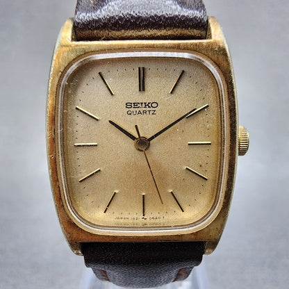 Seiko Watch Women 21mm Gold Dial Gold Tone Rectangle 14215380 New Battery VTG1