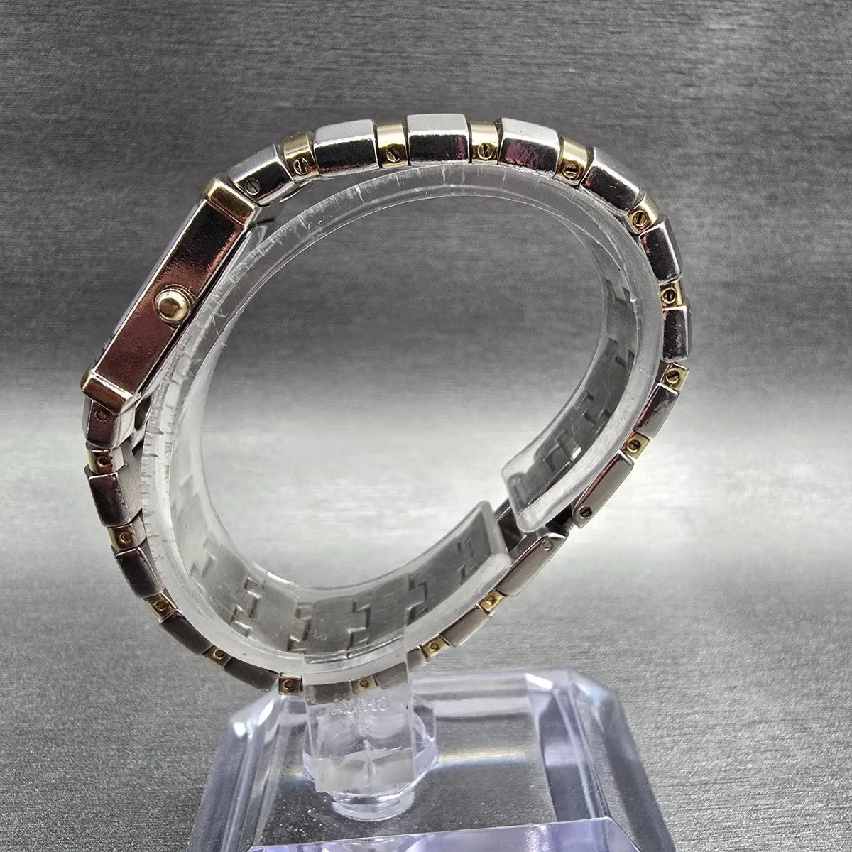 Bulova Watch Women 15mm White Dial Two Tone Rectangle 98T31 New Battery6