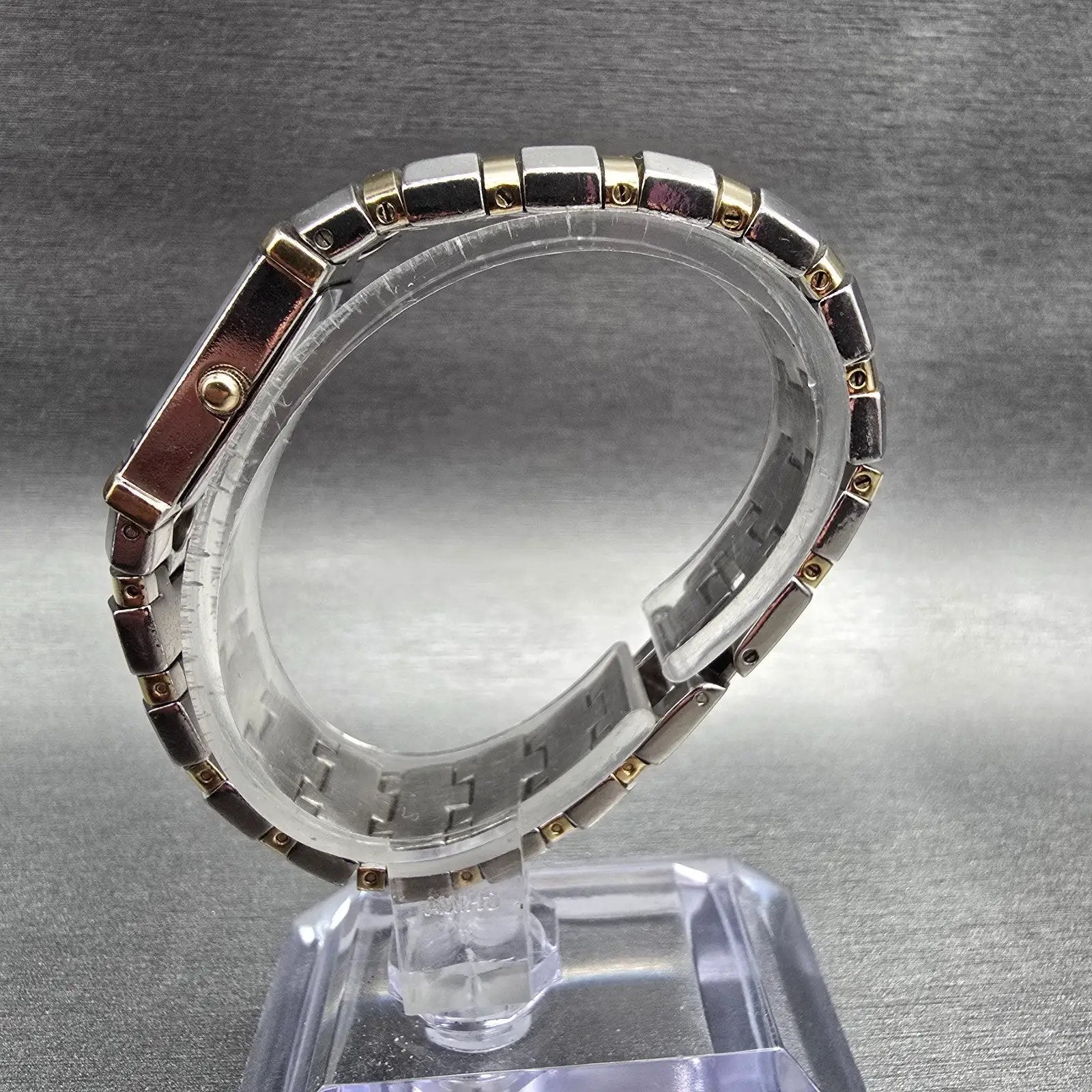 Bulova Watch Women 15mm White Dial Two Tone Rectangle 98T31 New Battery6