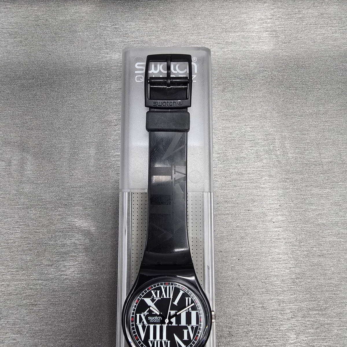 Swatch Gessetto Watch Men 34mm Black Dial Black Case GB155 New Battery NOS3