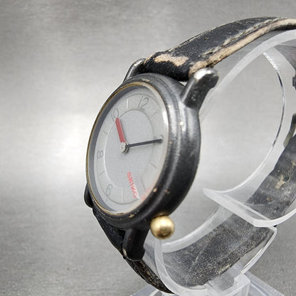 Seiko Watch Women 25mm Gray Dial Black Tone Round 2P20-0B39 New Battery VTG