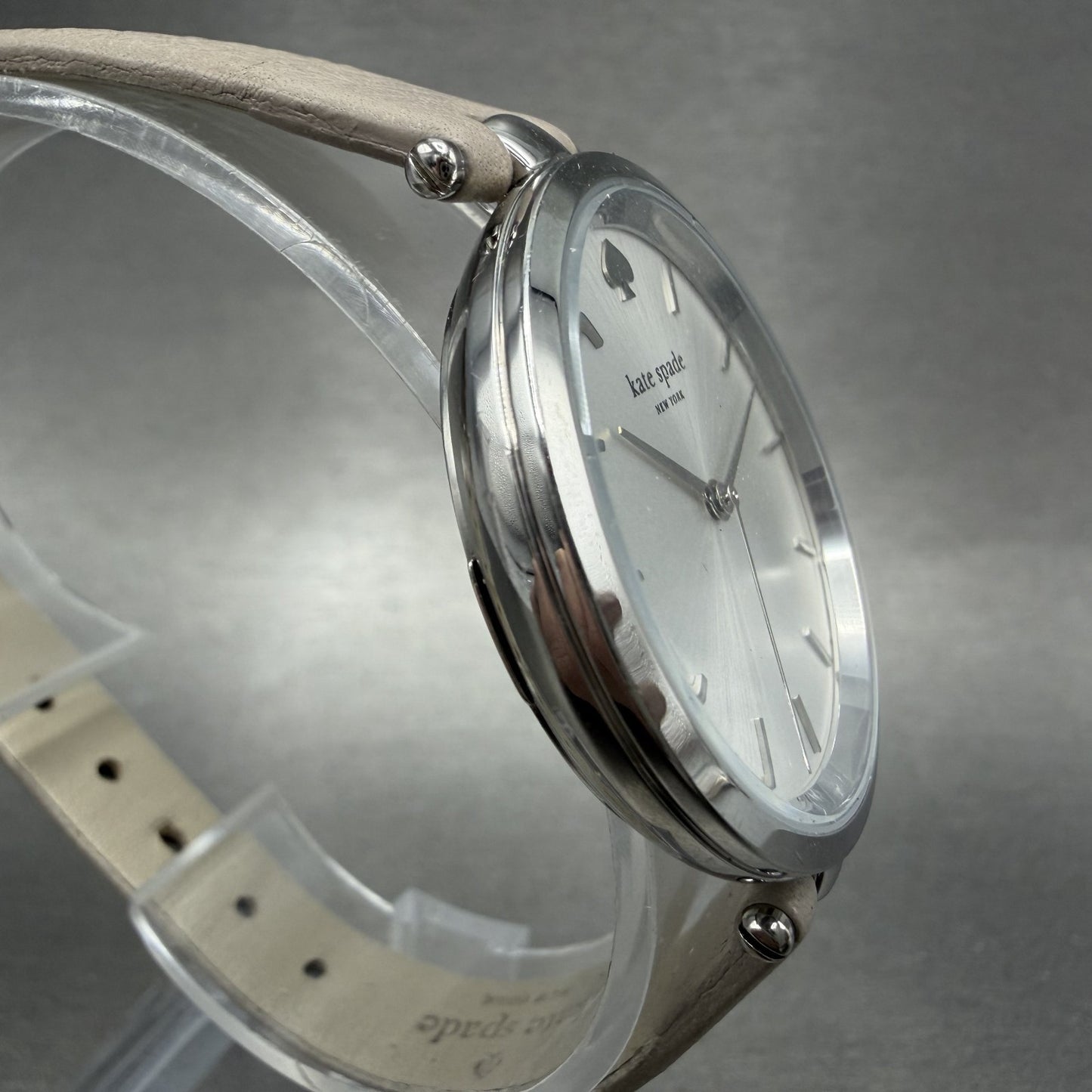 Kate Spade Holland Watch Women 34mm Silver Dial Silver Tone Round New Battery3