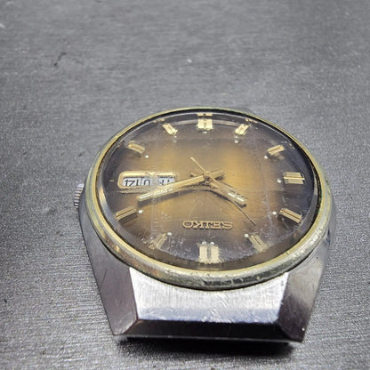 Seiko Automatic Watch Men 37mm Brown Dial Two Tone Daydate 6309-8099 PARTS VTG7