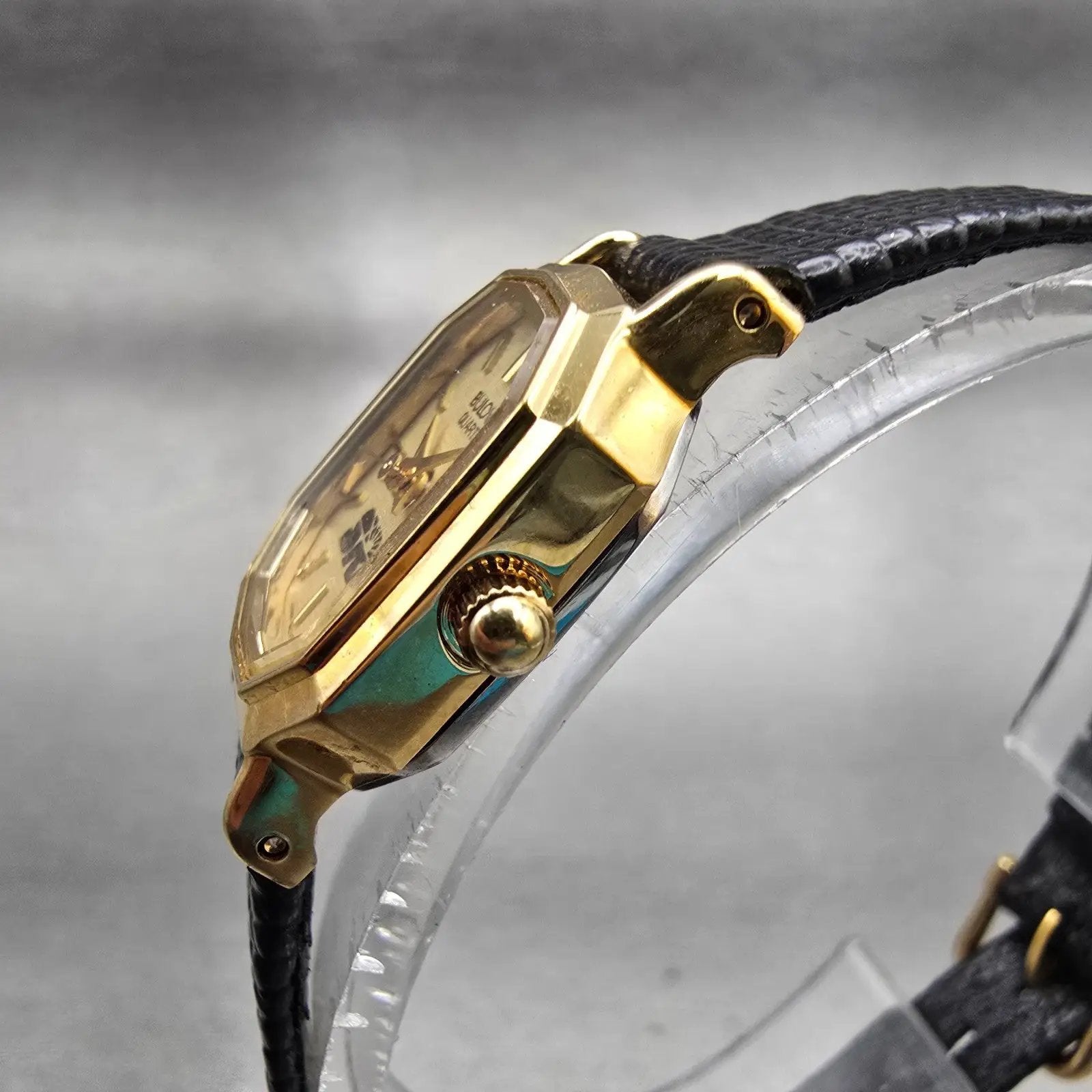 Bulova Watch Women 18mm Gold Dial Gold Tone Octagon 92E24Y New Battery Vintage2