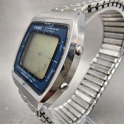 Casio AA91W Watch Men 36mm Digital Blue Silver Tone Alarm Chrono New Battery2