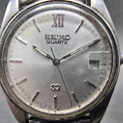 Seiko SQ Watch Men 33mm Silver Dial Silver Tone Date Round 5Y22-6000 PARTS2