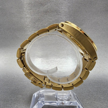 Nixon Kingpin Watch Men 41mm Gold Dial Gold Tone Round New Battery