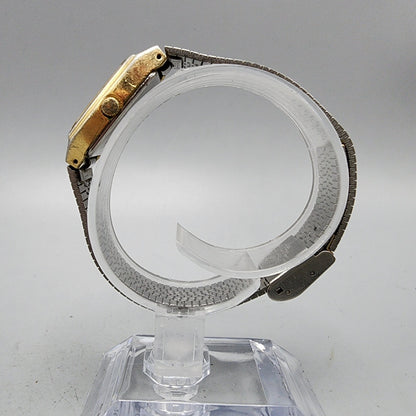 VTG Seiko Watch Women 20mm Gold Dial Gold Tone 8Y21-5000 Tonneau New Battery