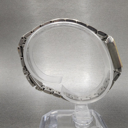 Seiko Solar Tank Watch Women 15mm White Dial Two Tone Rectangle V1160ah0 Runs8