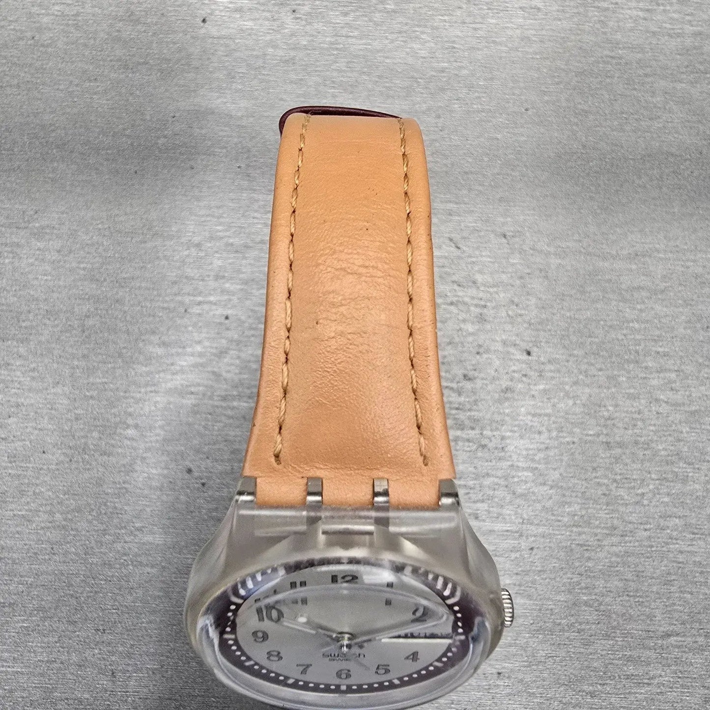 Swatch Croissant Chaud Watch Men 34mm Champagne Dial Daydate GE700 New Battery6