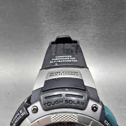 Casio Pro Trek PAW-1100 Watch Men 52mm Gray Silver Solar Triple Sensor Alarm JP5