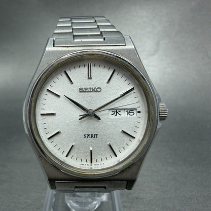Seiko Spirit Watch Men 35mm Silver Dial Silver Tone 7N48-7000 Daydate New Batt0