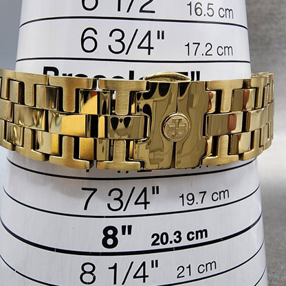 Tory Burch The Tory Watch Women 34mm Red Dial Gold Tone Round TBW105611