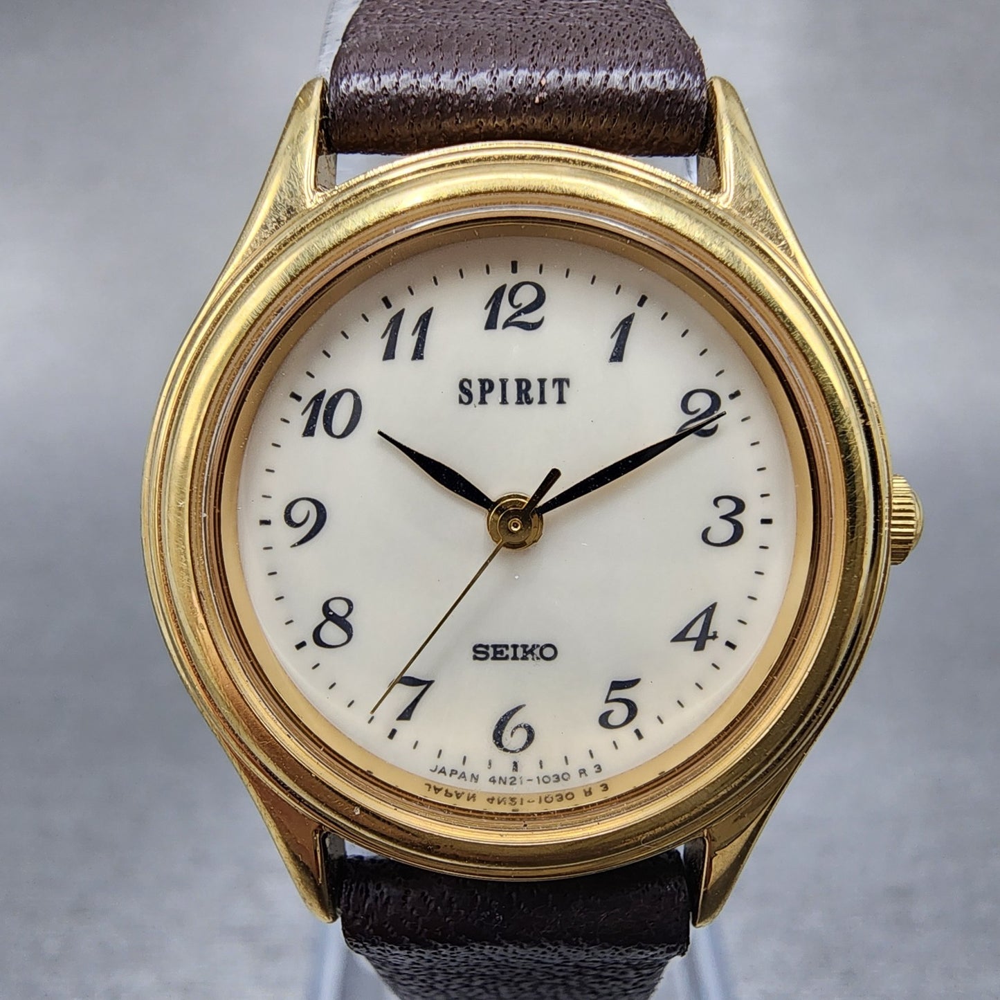Seiko Spirit Watch Women 24mm White Dial Gold Tone 4n210540 New Battery1