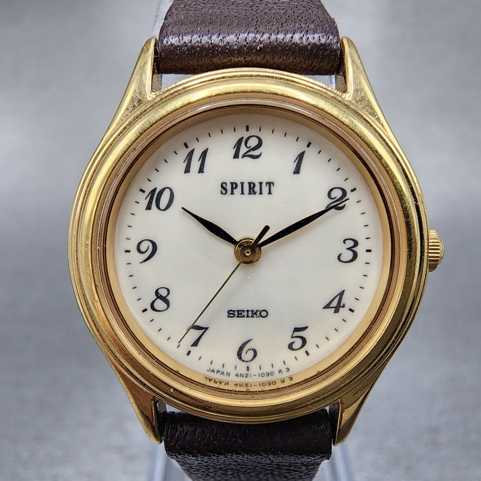 Seiko Spirit Watch Women 24mm White Dial Gold Tone 4n210540 New Battery1
