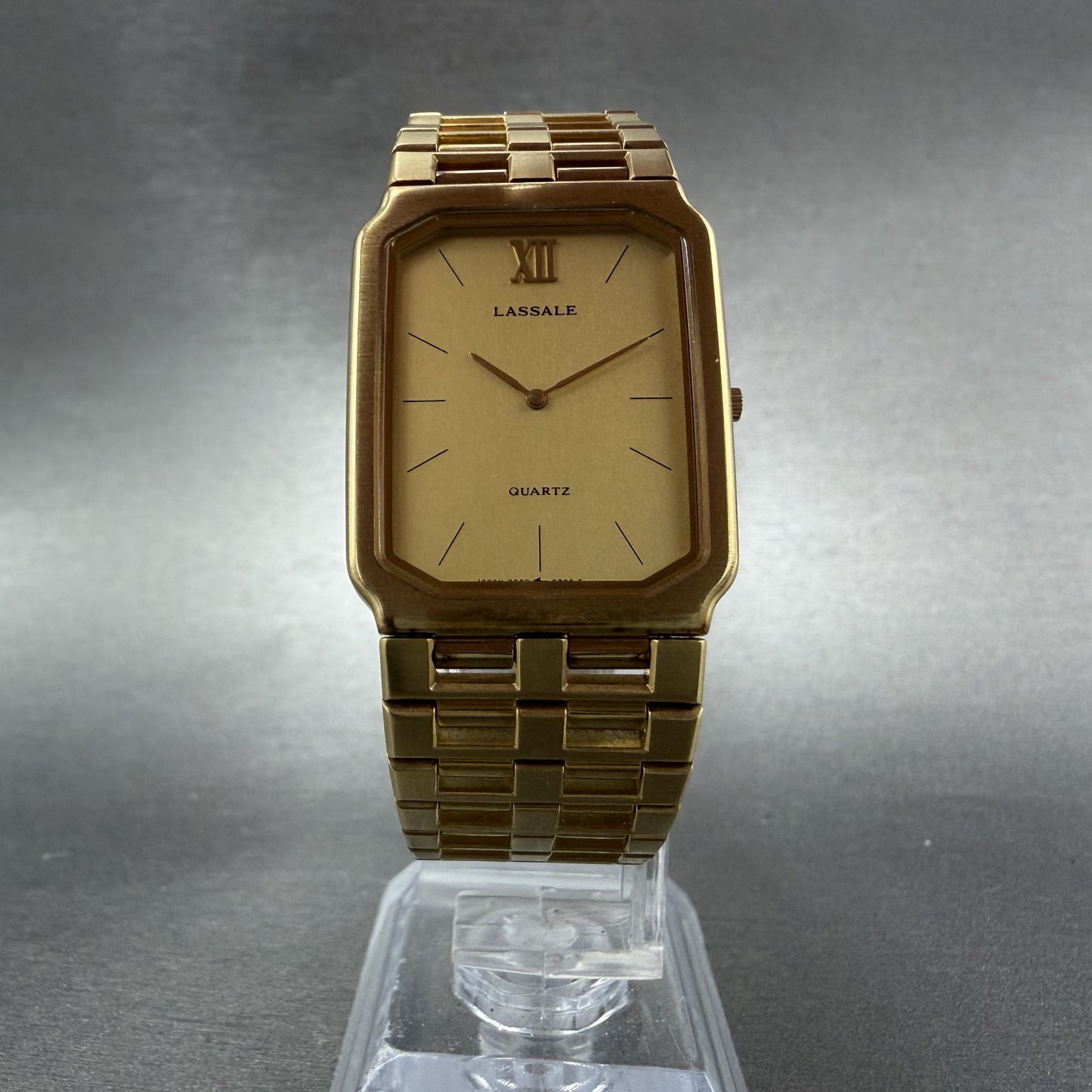 Seiko Lassale Tank Watch Men 25mm Champagne Dial Gold Tone 2F50-5669 New Battery5
