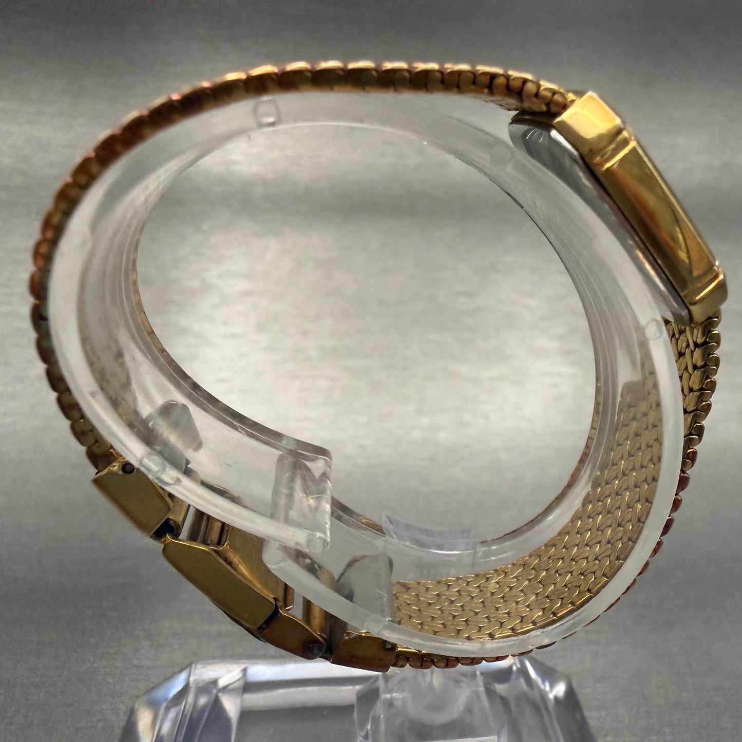 Seiko Exceline Watch Women 19mm Gold Dial Gold Tone Square 7321-5910 New Battery8