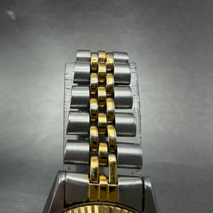 Seiko SQ Watch Women 24mm Gold Dial Two Tone Daydate 3Y03-0169 New Battery ABC4