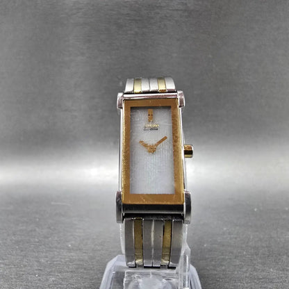 Citizen Eco-Drive Ciena Tank Watch Women 15mm MOP Dial Two Tone Rectangle Works5