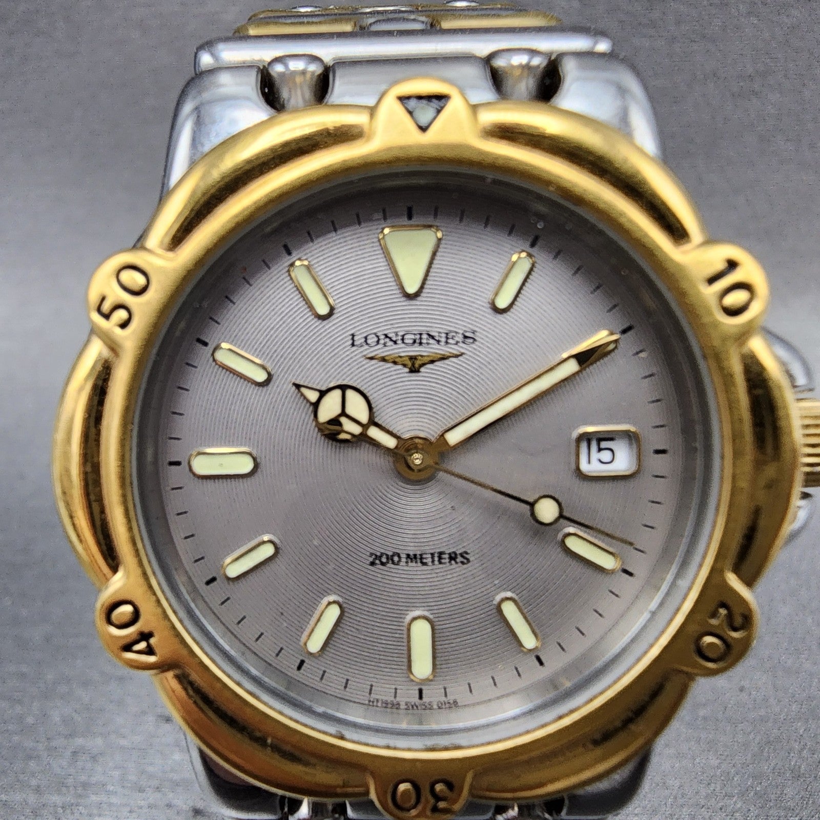 Longines Dive Watch Men 35mm Silver Dial Two Tone Date Round  New Battery1