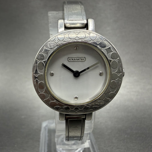 Coach Watch Women 27mm White Dial Silver Tone Round Bangle New Battery0