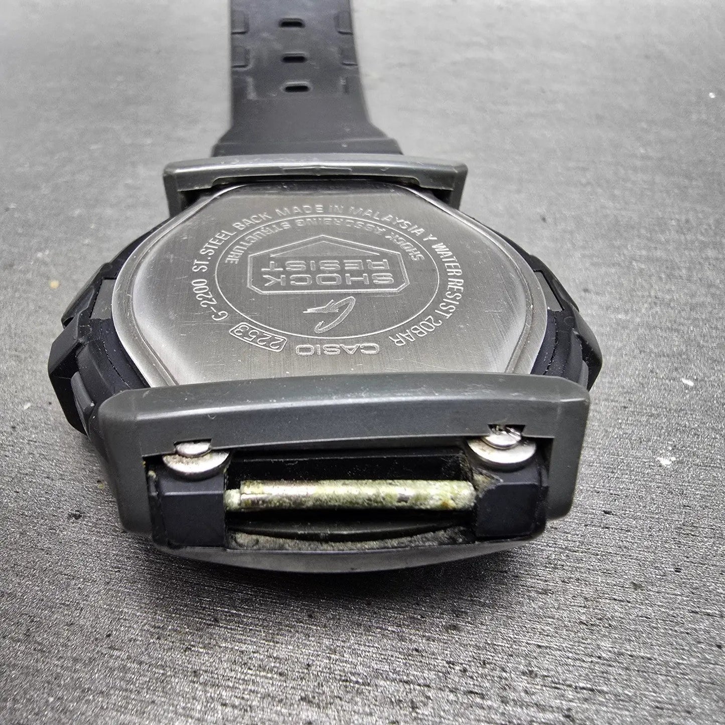 Casio G-Shock G-2200 Watch Men 49mm Black Gray Alarm Chronograph READ New Batt12