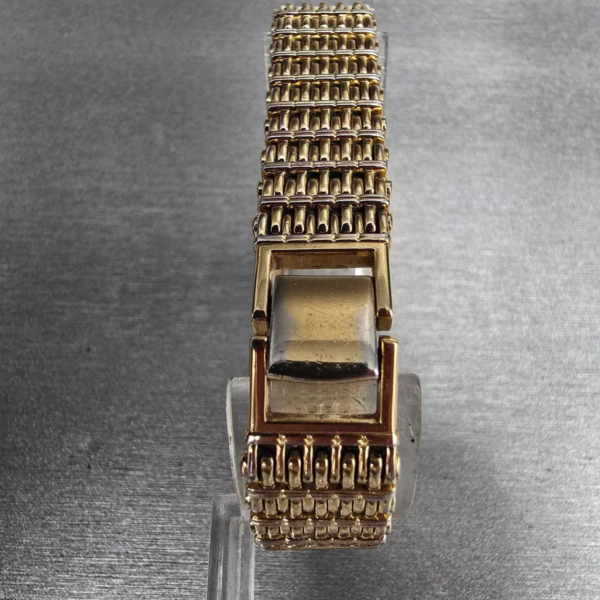 Seiko Watch Women 13mm Gold Dial Gold Tone Rectangle 2E20-5079 New Battery7