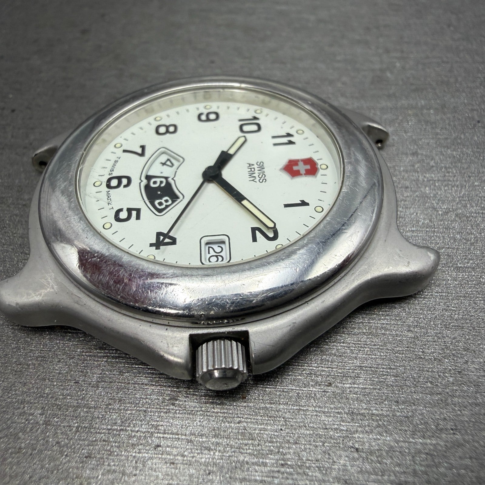 Victorinox Swiss Army Officer Dual Time Watch Men 40mm White Dial Steel PARTS5