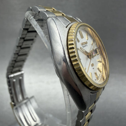 Seiko SQ Watch Women 25mm Silver Dial Two Tone Daydate Round 8523-0059 New Batt3