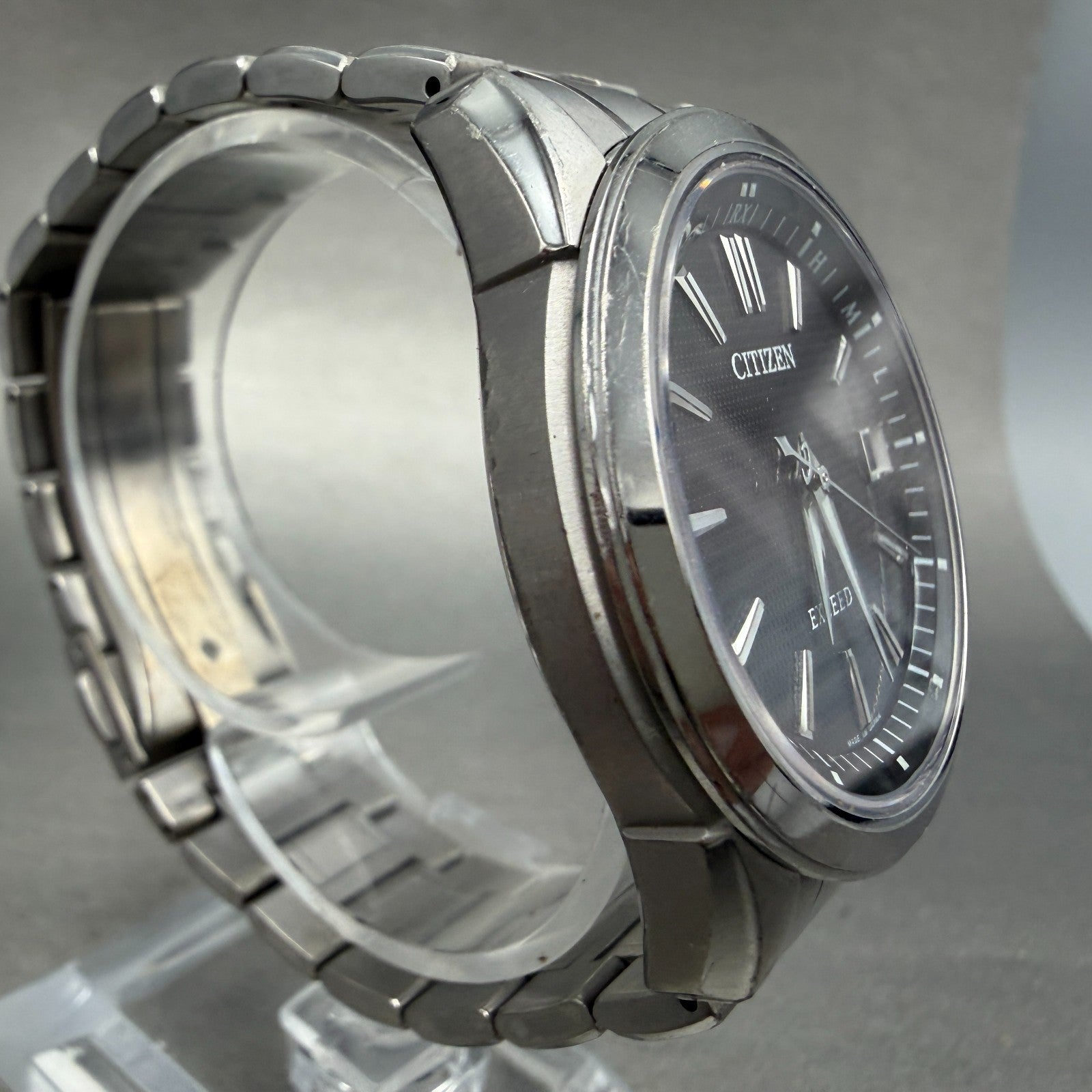 Citizen Eco-Drive Exceed Watch Men 37mm Black Dial Titanium Atomic Date READ!!!!4