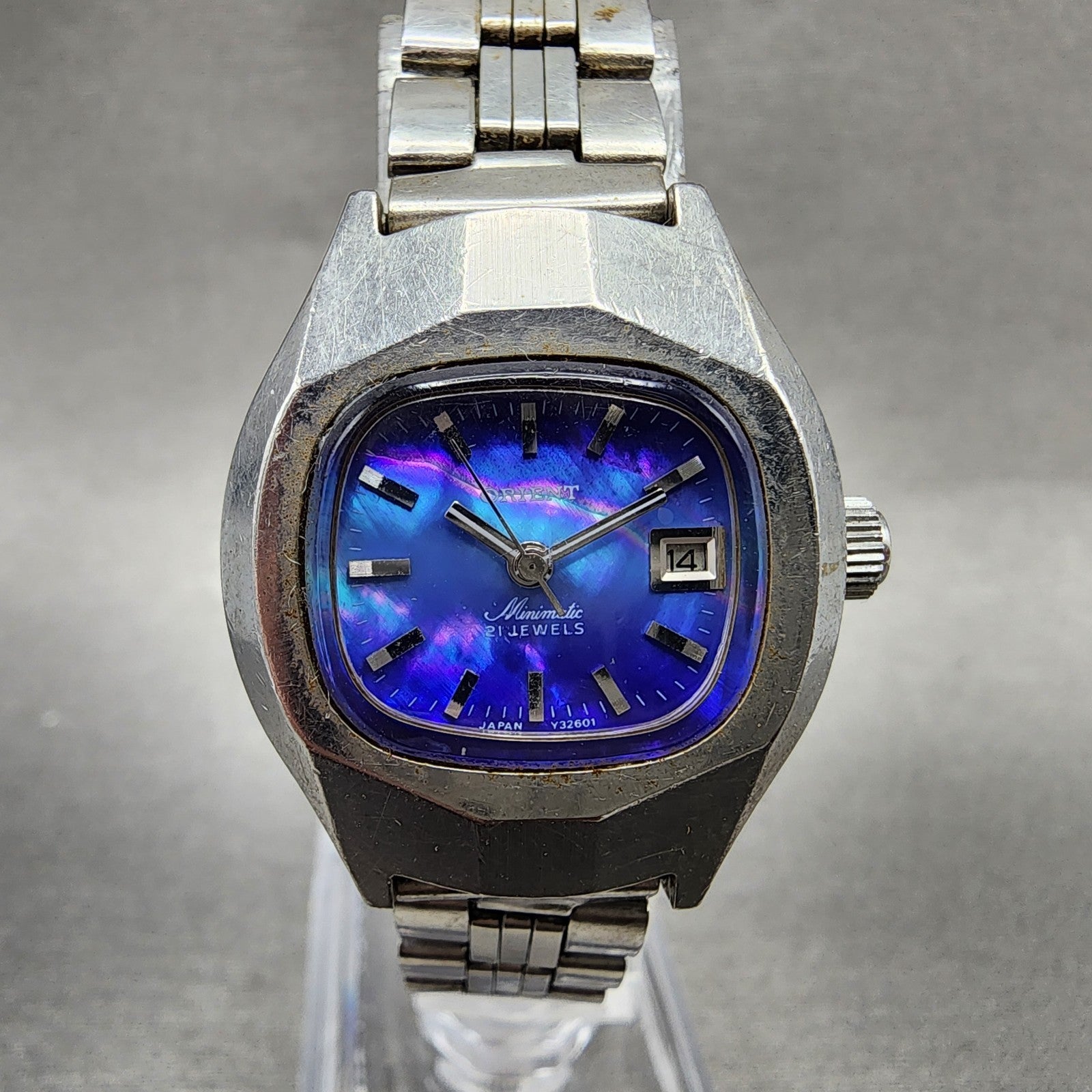 Orient Minimatic Watch Women 26mm Purple Dial Steel Date Automatic PARTS0