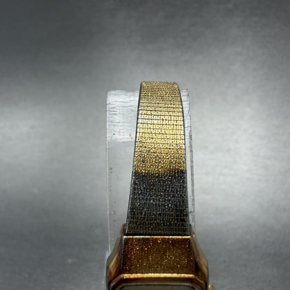 Seiko Tank Watch Women 17mm Brown Dial Gold Tone Rectangle 5420-5019 New Batt O54