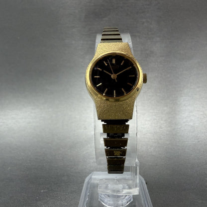 Seiko Watch Women 20mm Black Dial Gold Tone Round Vintage 8Y21-0020 New Battery5