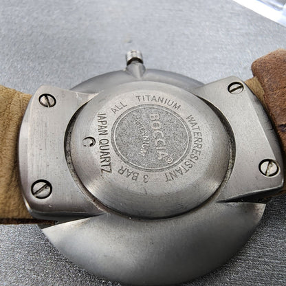 Boccia Watch Women 34mm Brown Dial Titanium Case Round Leather Band New Battery9