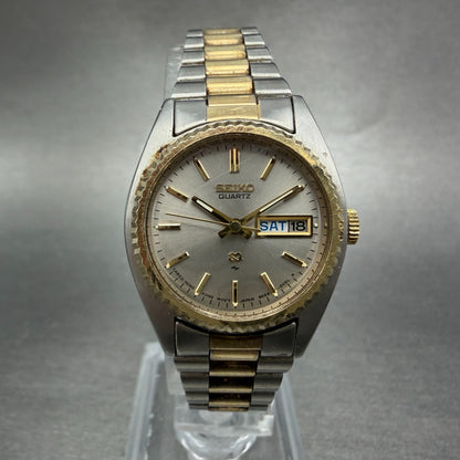 Seiko SQ Watch Women 24mm Silver Dial Two Tone Daydate 8523-0050 New Battery HJ70