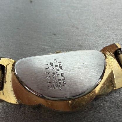 Seiko Half Moon Watch Women 19mm White Dial Gold Tone Asymmetrical New Battery9