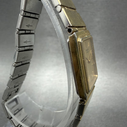 Seiko Tank Watch Women 17mm Gold Dial Gold Tone Rectangle 7320-5039 New Battery3