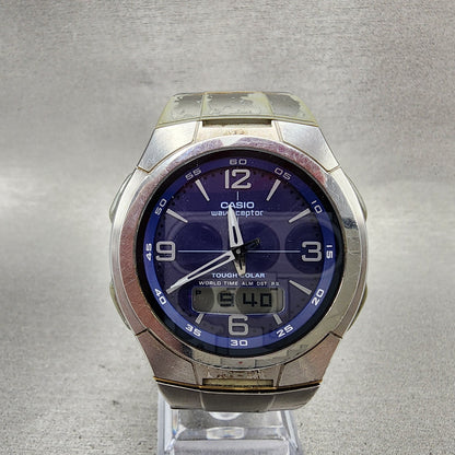 Casio Wave Ceptor WVH100J Watch Men 42mm Blue Dial Analog Digital Steel WorksAB0
