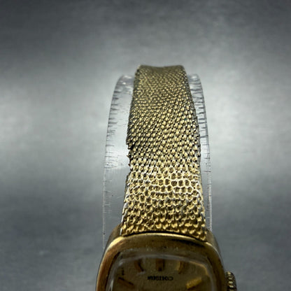Seiko Watch Women 16mm Champagne Dial Gold Tone Rectangle 11-5189 Manual Runs4