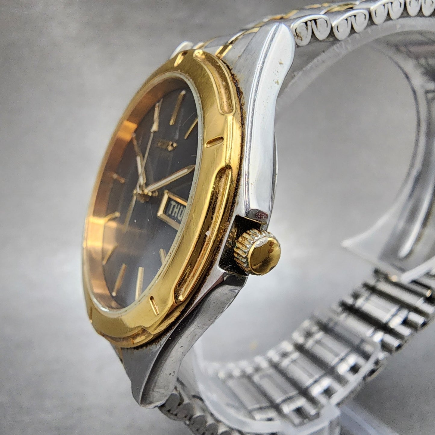 Seiko Watch Men 36mm Silver Dial Two Tone Daydate Round 7n438a09 PARTS3