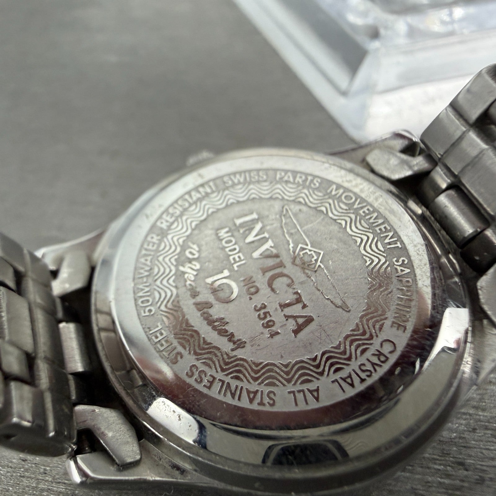 Invicta Watch Women 28mm Salmon Dial Silver Tone Date Round 3594 New Battery9