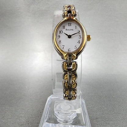 Bulova Watch Women 16mm White Dial Two Tone Oval 98L66 New Battery Vintage5