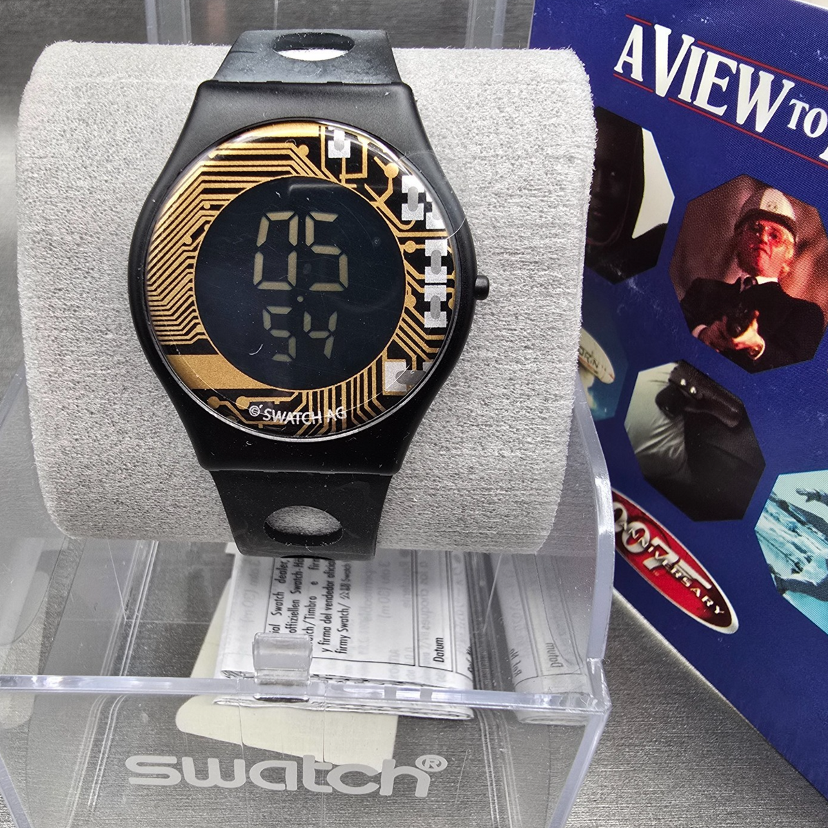 Swatch Digital James Bond A View To A Kill Watch Men 34mm SIB101 New Battery NOS0