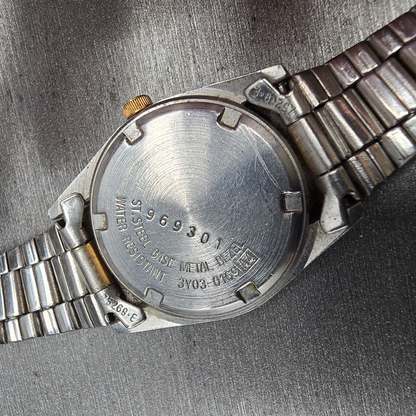 Seiko SQ Watch Women 23mm Silver Dial Two Tone Daydate Round 3Y03-0169 NewBat JP10