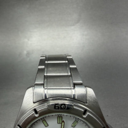 Casio Dive Watch Men 41mm White Dial Silver Tone Date Round MTP-1244 PARTS VTG5