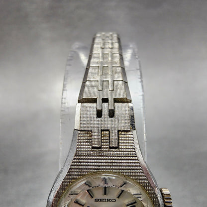 Seiko Watch Women 18mm Silver Dial White Gold Tone Round Manual Wind Runs VTG